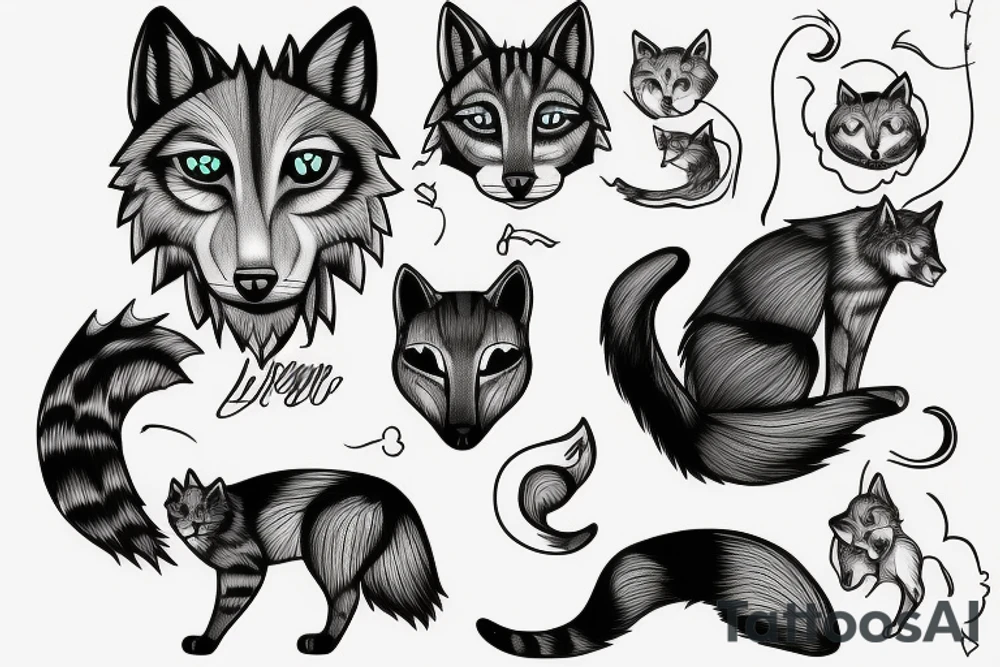 Simple cat saying wolf tattoo idea
