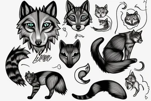 Simple cat saying wolf tattoo idea