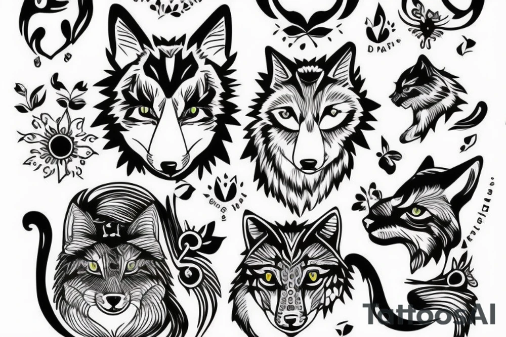 Simple cat saying wolf tattoo idea