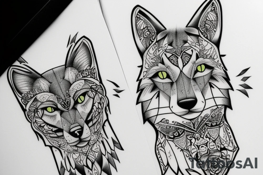 Simple cat saying wolf tattoo idea