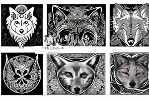 Wolf and cat combined tattoo tattoo idea
