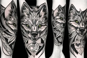 Wolf and cat combined tattoo tattoo idea