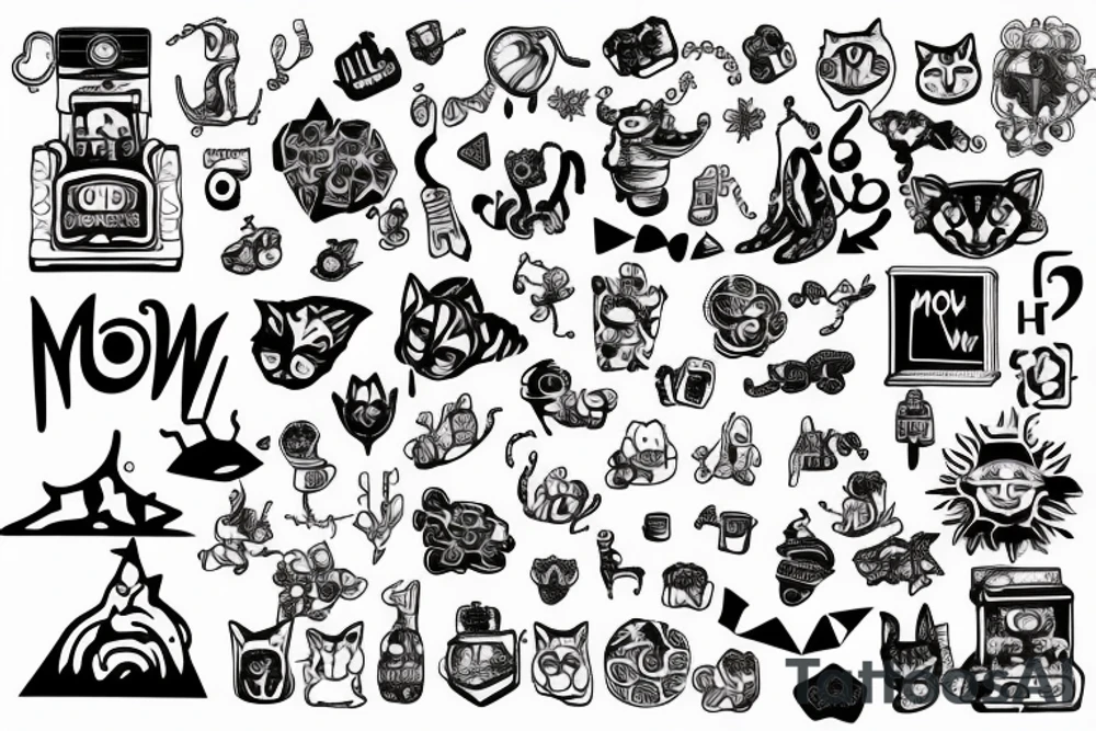 "Meow wolf" written out tattoo idea
