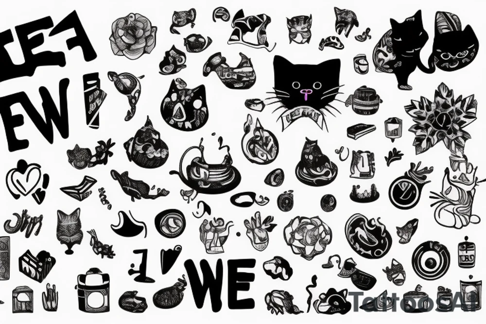 "Meow wolf" written out tattoo idea