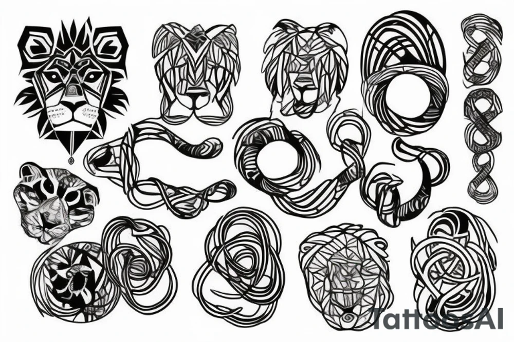 infinity loop with lion connected tattoo idea