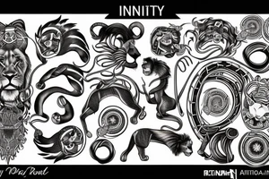 infinity loop with lion connected tattoo idea