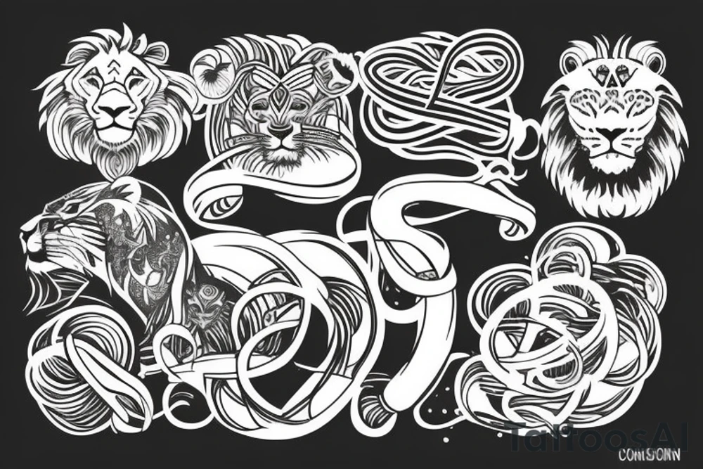 infinity loop with lion connected tattoo idea