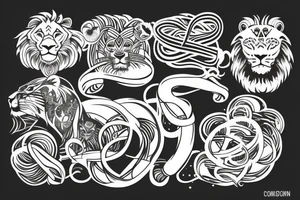 infinity loop with lion connected tattoo idea