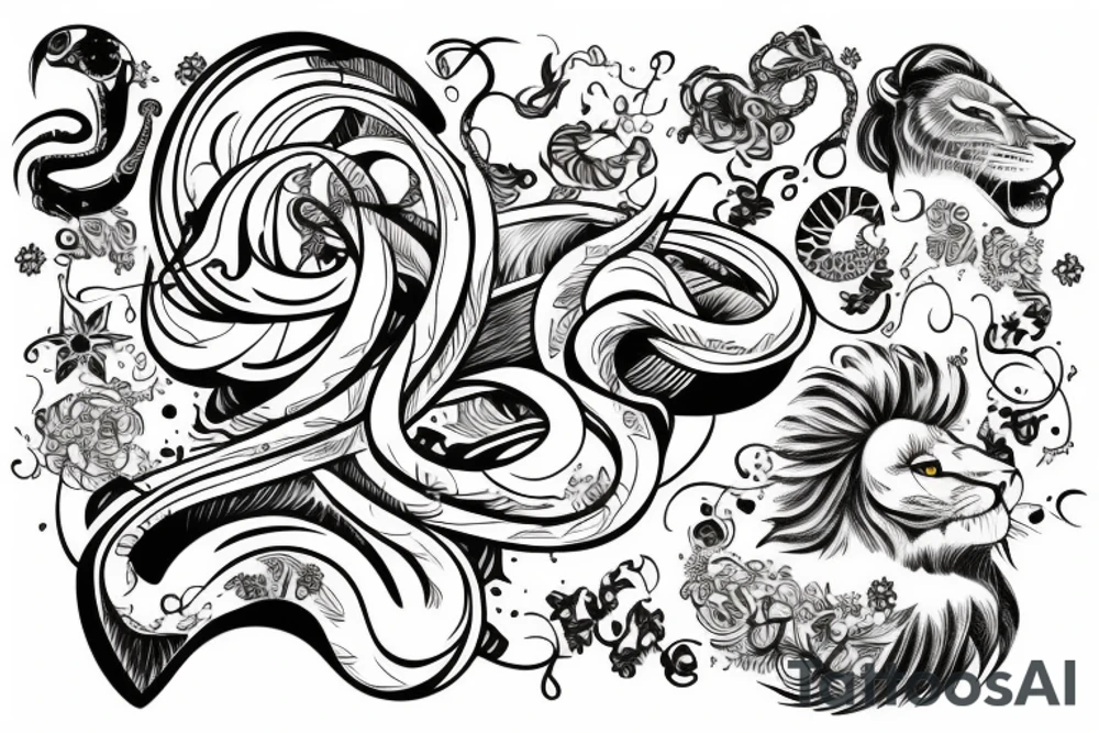 infinity loop with lion connected tattoo idea