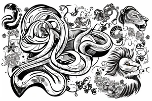 infinity loop with lion connected tattoo idea