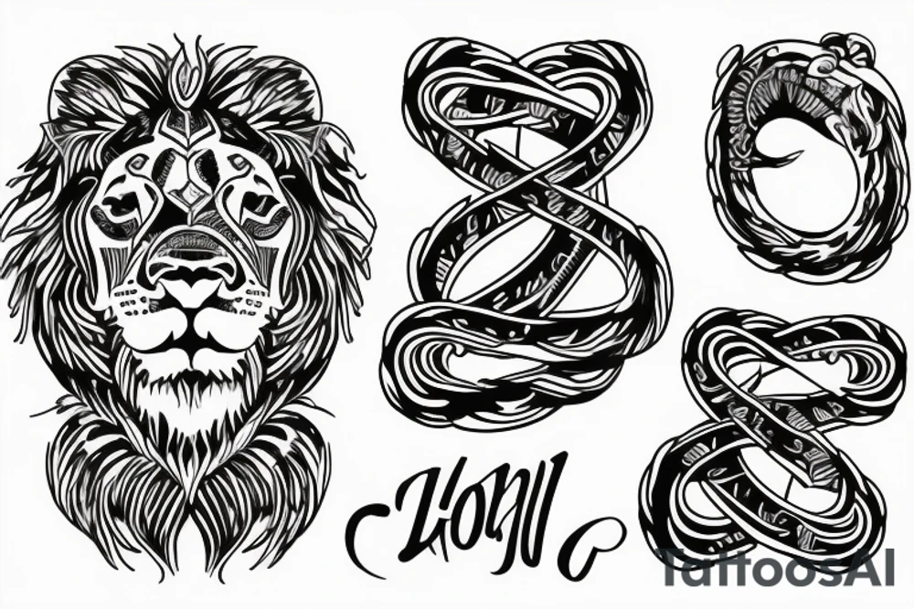 infinity loop with lion connected tattoo idea