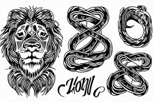 infinity loop with lion connected tattoo idea
