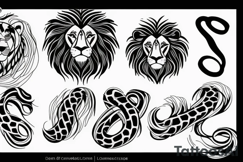 infinity loop with lion connected tattoo idea