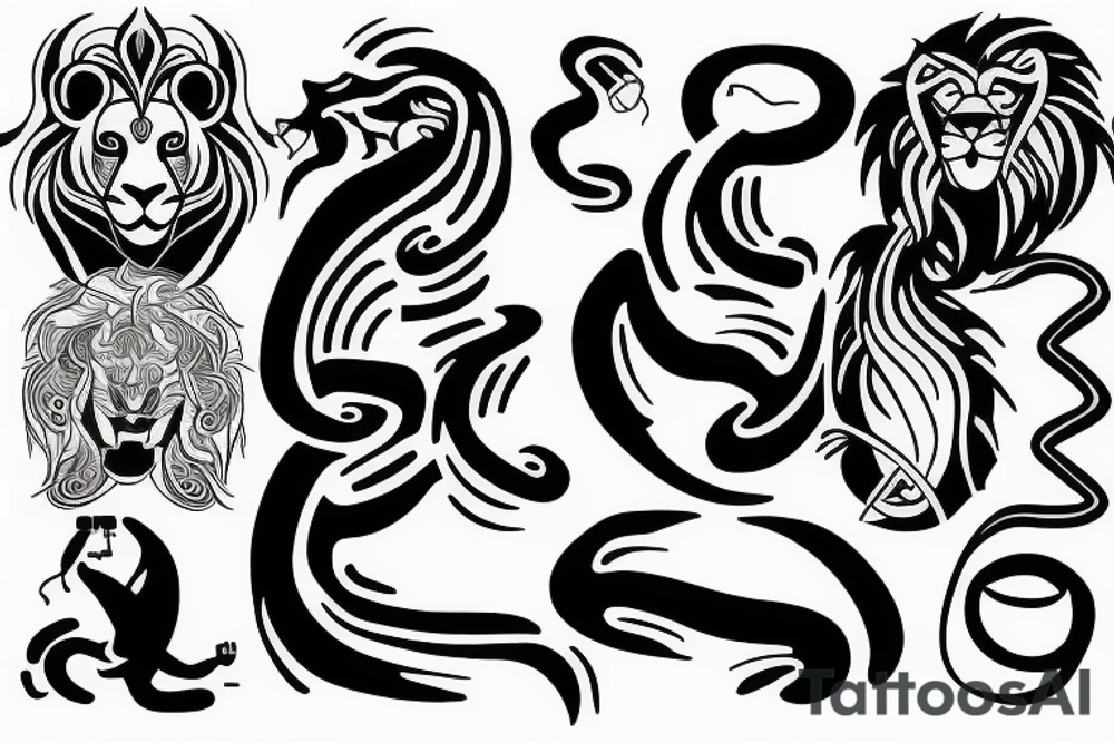 infinity loop with lion connected tattoo idea
