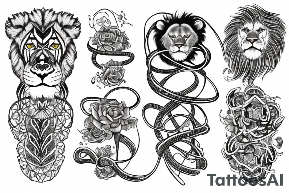 infinity loop with lion connected tattoo idea