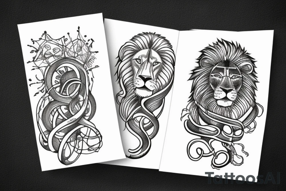 infinity loop with lion connected tattoo idea