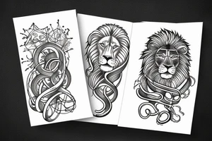 infinity loop with lion connected tattoo idea