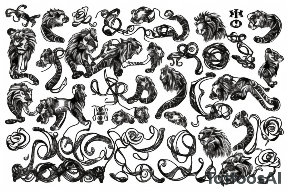 8 infinity loop with lions tattoo idea