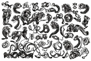 8 infinity loop with lions tattoo idea