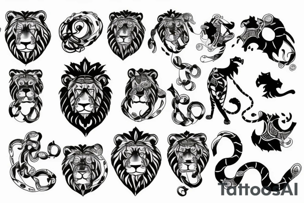 8 infinity loop with lions tattoo idea