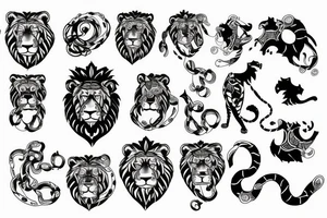 8 infinity loop with lions tattoo idea