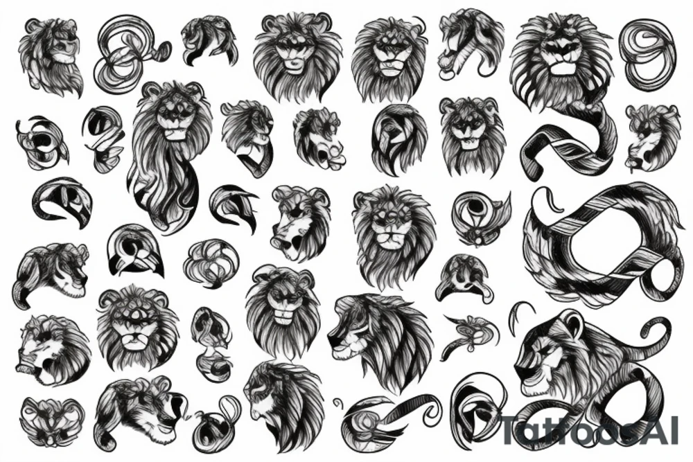 8 infinity loop with lions tattoo idea