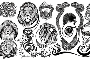 lion swirling out of a figure 8 tattoo idea