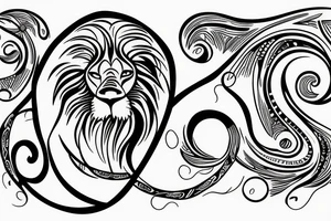 lion swirling out of a figure 8 tattoo idea