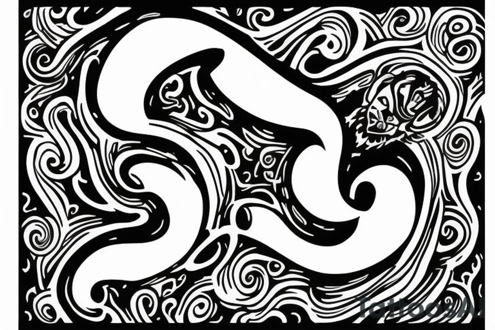 lion swirling out of an infinity loop tattoo idea