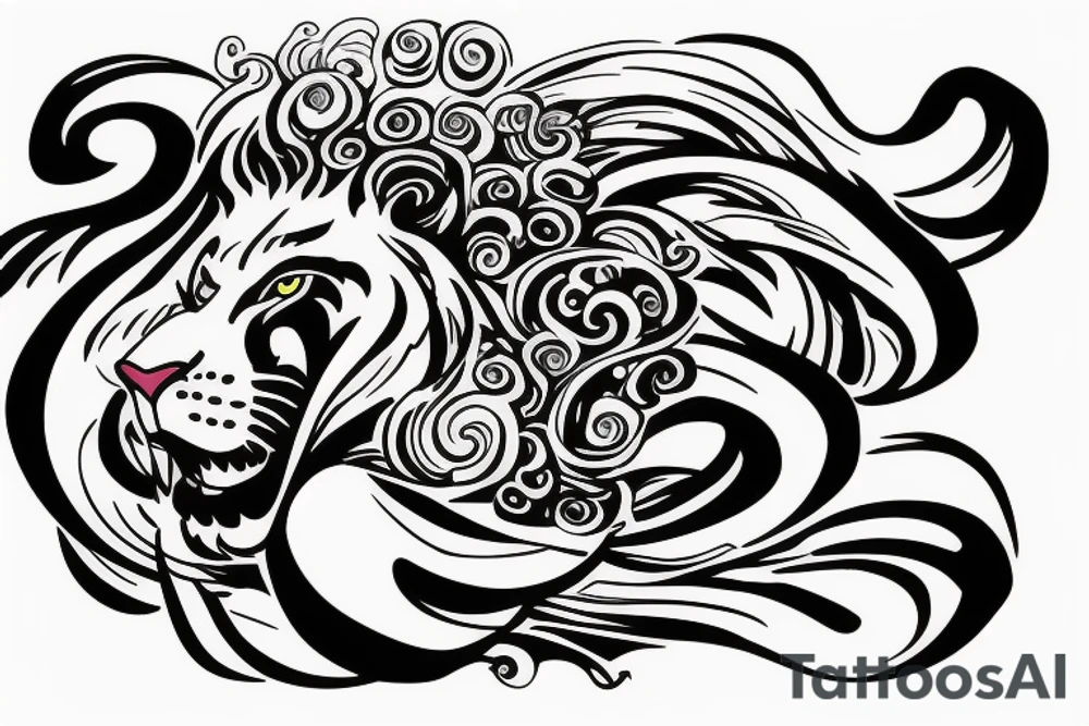 lion swirling out of an infinity loop tattoo idea