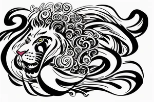 lion swirling out of an infinity loop tattoo idea