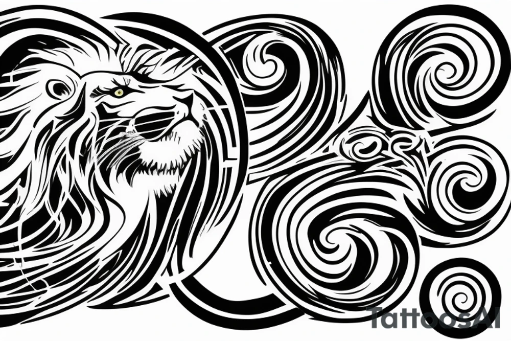 lion swirling out of an infinity loop in small figure 8 tattoo idea