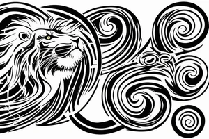lion swirling out of an infinity loop in small figure 8 tattoo idea