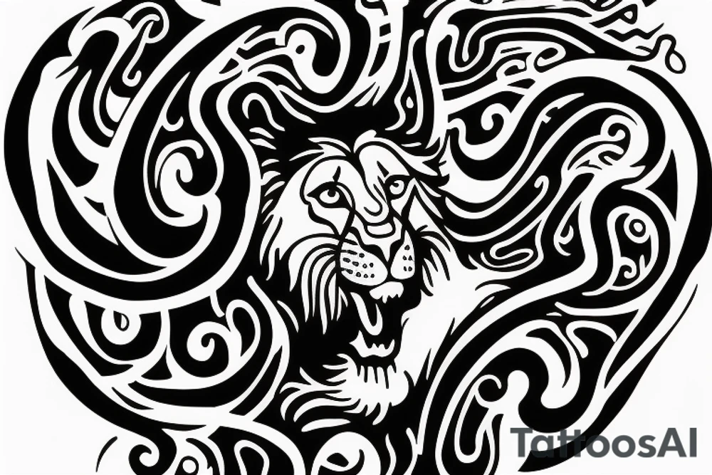 lion swirling out of an infinity loop in small figure 8 tattoo idea