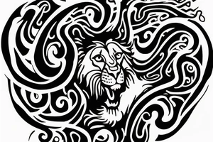 lion swirling out of an infinity loop in small figure 8 tattoo idea