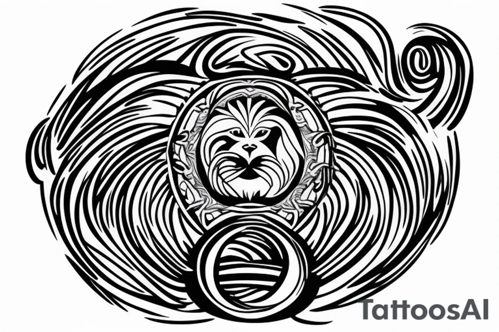 lion swirling out of an infinity loop in small figure 8 tattoo idea