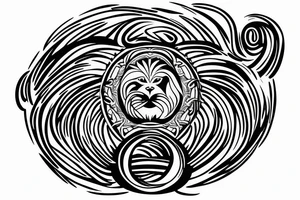 lion swirling out of an infinity loop in small figure 8 tattoo idea