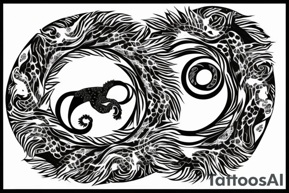 lion swirling out of an infinity loop in small figure 8 tattoo idea