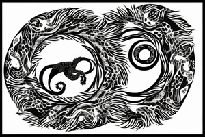 lion swirling out of an infinity loop in small figure 8 tattoo idea