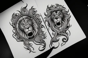 lion swirling out of an infinity loop in small figure 8 tattoo idea