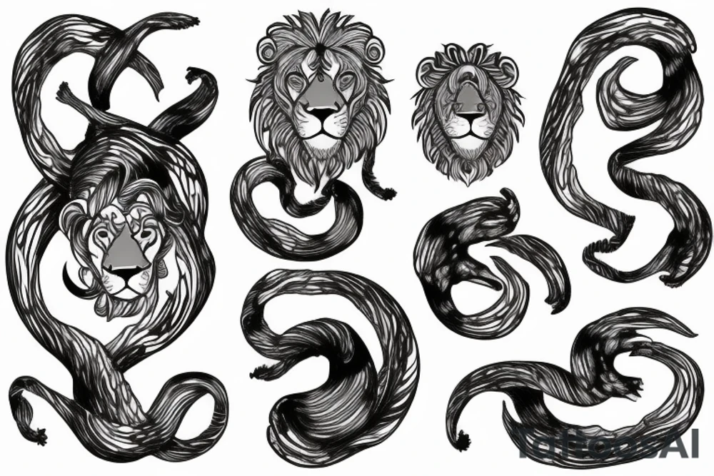 lion swirling out of an infinity loop in small figure 8 tattoo idea