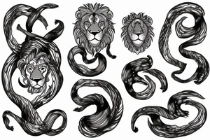 lion swirling out of an infinity loop in small figure 8 tattoo idea