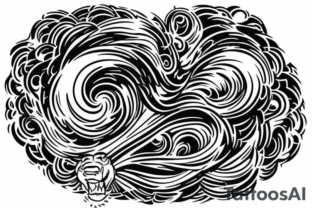 lion swirling out of an infinity loop in small figure 8 tattoo idea