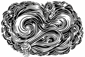 lion swirling out of an infinity loop in small figure 8 tattoo idea