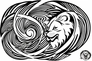 lion swirling out of an infinity loop in small figure 8 tattoo idea