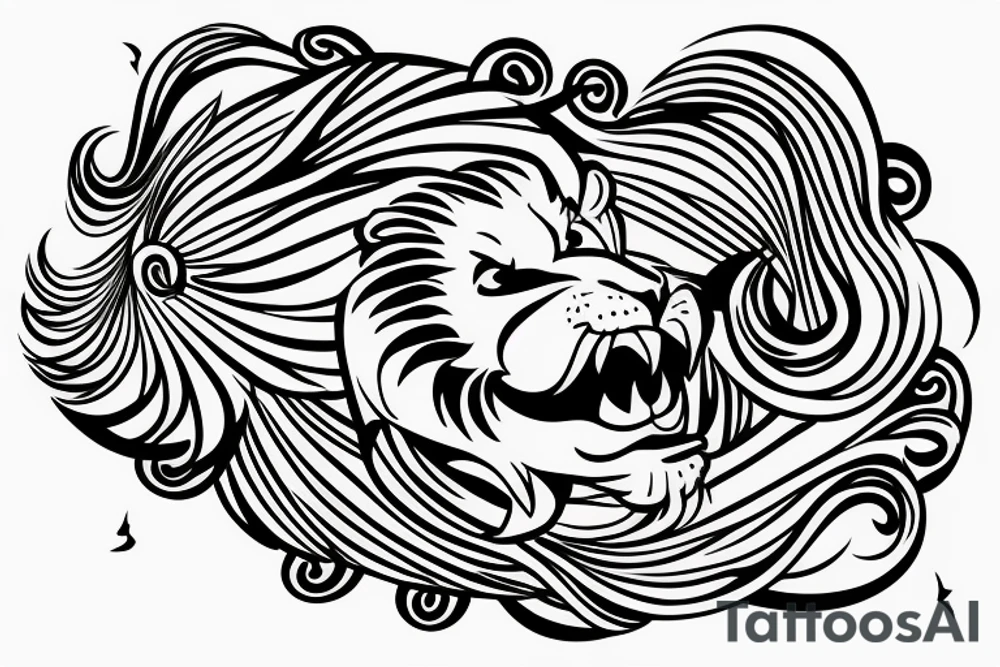 lion swirling out of an infinity loop in small figure 8 tattoo idea