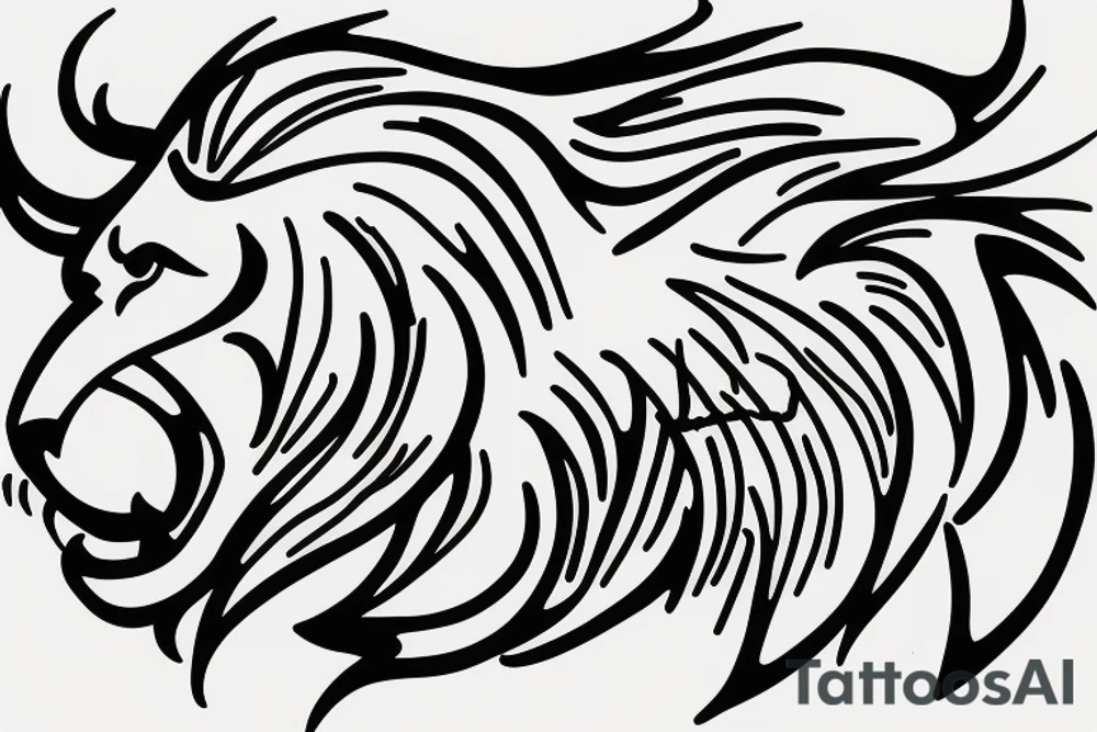 lion swirling out of small figure 8 tattoo idea