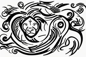 lion swirling out of small figure 8 tattoo idea