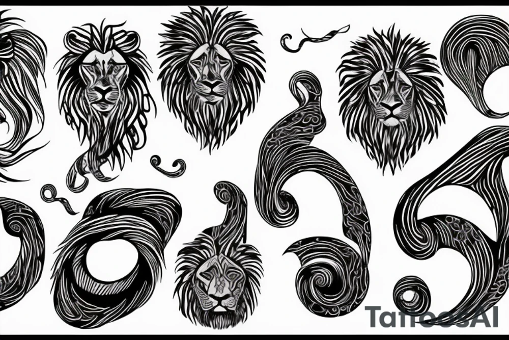 lion swirling out of small figure 8 tattoo idea
