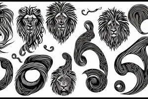 lion swirling out of small figure 8 tattoo idea